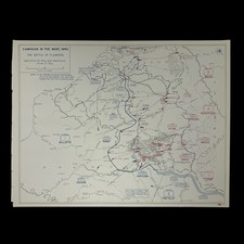 Original 1953 U.S. Military Academy West Point WWII Battle of Flanders Map Plate picture