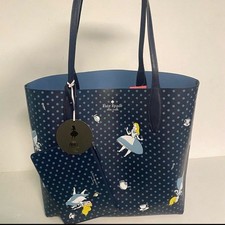 Kate Spade Disney Alice in Wonderland Large Reversible Tote Bag w/ Wristlet NEW picture