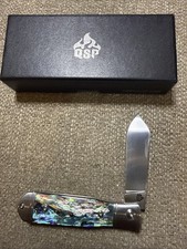 QS167A - QSP Jumping Jack Slip Joint Abalone Sandvik (14C28N) Steel Pocket Knife picture