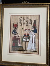 Authentic Hand Painted Ancient Egyptian Papyrus,  Replica From Temple walls picture
