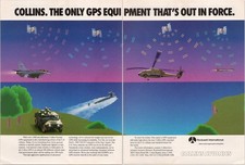 Collins Rockwell Vintage 1990 GPS Military Tech Magazine Ad 2-Page Spread picture