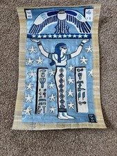 Handpainted Papyrus Egyptian-style Hathor Goddess Stars temple art signed picture