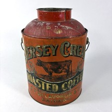 Antique Jersey Cream Roasted Coffee Tin Litho 5lb Cream Can Dairy Farm Cow Org. picture