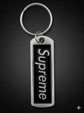 Supreme Black Silver Metal Keychain Advertising Modern Era Collectible Accessory picture
