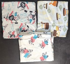 Vintage Kendall Dish Towels Mid Century Kitchen Cotton Linen Novelty Lot of 3 picture