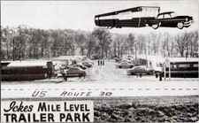 Jakes Mile Level Trailer Park Bedford PA Route 30 Vintage Cars Postcard picture
