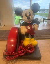 Vintage 1990s Disney Mickey Mouse AT&T Trimline Phone Landline Red WORKING picture