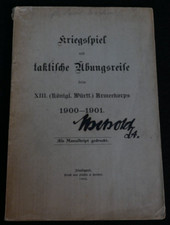 War Games & Tactical Training Book XIII Royal Württemberg Army Corps 1900 - 1901 picture
