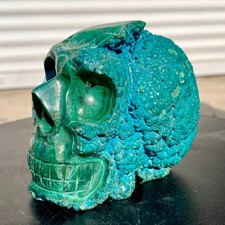 2.1LB Natural Malachite Silica Carving skull  Mineral Sample picture