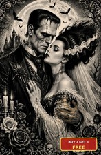 Bride Of Frankenstein Movie Art Metal Sign Gothic Horror Halloween Plaque picture