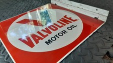 100% ORIGINAL VALVOLINE MOTOR OIL FLANGE GAS STATION METAL SIGN NO REPOPS EVER picture