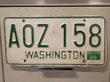 1965 1966 WASHINGTON STATE LICENSE PLATE picture