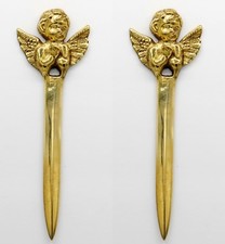 1 Set ANGEL VINTAGE BRASS LETTER OPENER   Office Mail Envelope opener picture