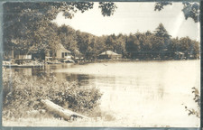 NICE RPPC VIEW OF COTTAGES AT MOUNTAIN VIEW LAKE IN EDGEMONT, NH 1939 picture