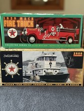 Lot of 2; ERTL Texaco “Fire Chief” Tug Boat & 1929 Mack Fire Truck. NIB picture