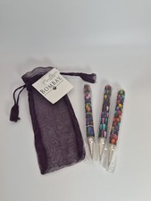 Bombay Company Jeweled 3pc. Pen Set Vintage Purple Bag NOS India #043 *5