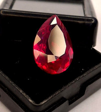 12-14 Ct Finished Pear Cut Burmese Blood Red Ruby Certified Loose Gemstone picture