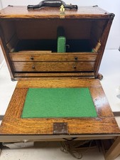 Vintage Oak Pistol Bullseye Shooting Range Box Machinist Tool Chest 2 Drawer picture