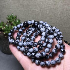 5Pcs Wholesal Natural Snowflake Obsidian bracelets Crystal ball sphere 8mm picture