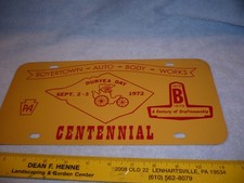 Vintage  1972 boyertown pa License Plate  centennial duryea day  picture