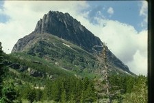 c1970's 35mm Slide, Jagged Mountain Peak, Alpine Forest, Wilderness green blue picture