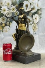 BRONZE SCULPTURE ROMAN GOD WARRIOR STATUE SIGNED HUZEL FIGURINE FIGURE ARTWORK picture