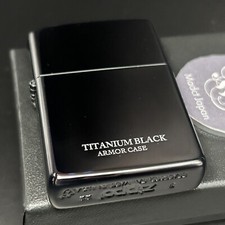 Zippo Armor Case Titanium Black Side Logo Oil Lighter Etching Brass Japan New picture