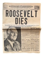 Baltimore News-Post Roosevelt Dies Newspaper April 12 1945 Historic picture