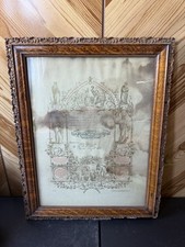 Antique 1903 Baptism Certificate Framed Religious Lithograph picture
