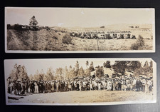 2 Antique 1920s Panoramic Photos Huge Gathering of Automobiles Cars People 12