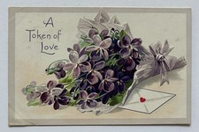 Antique Tuck’s Token Of Love Violet Bouquet Valentine Postcard E6 picture