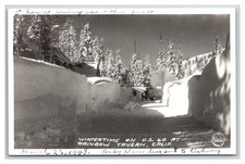 RPPC ~ Donner Summit Highway 40 in Snow RAINBOW Tavern Truckee picture