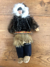 Inuit Eskimo doll early 1900s wood carved face Greenland 6
