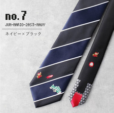 Super Mario Bros. Tie   -#7 navy- Bandai Nintendo Game Polyester Japan picture
