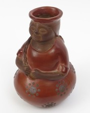 Original 2002 Jose Sosa of Peru Handmade Pottery Portrait Vase 8.75