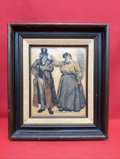 Antique Style Framed Victorian Couple Art Celluloid / Ivorine Look Panel picture