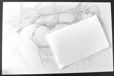 Original  Signed Eric EBAS Basualda Naughty Wonder Woman Pencil Comm 11X14 picture