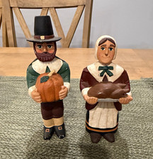 Vintage Randy Tate Midwest Cannon Falls Pilgrim Figurines Set Thanksgiving 5” picture
