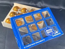 Lot Of 11 VTG 1971 Boxed Poloron SHINY BRITE Glass Christmas Ornaments Gold picture