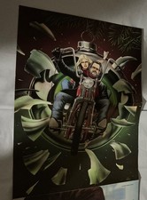DAVID MANN-Biker Art-2 SIDED Center Fold Art-EASY RIDER-Magazine(DECEMBER 1990) picture