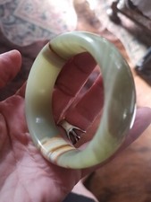 Unique, wide banded Solid Jade bangle. Finely Carved & Polished superb picture