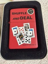 2004 WORLD SERIES OF POKER SHUFFLE AND DEAL RED MATTE ZIPPO LIGHTER New Sealed picture