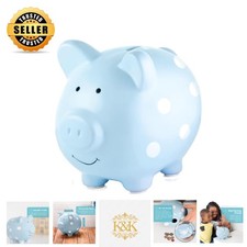 Delightful Blue Polka Dot Money Bank - Ideal for Baby Showers and Registries picture