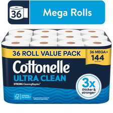 BIG SALE Cottonelle Ultra Clean Toilet Paper Strong Toilet Tissue 36 Mega Rolls picture