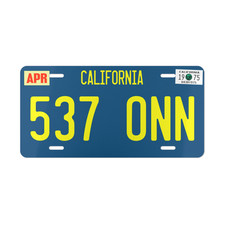 Starsky and Hutch 1975 California 537 ONN License Plate 6x12 4x7 3x6 picture