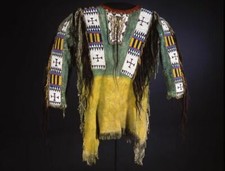 Handmade Buckskin Suede War Shirt Regalia w/ Fringe & Beaded Powwow SXS197 picture