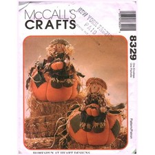 McCall's 8329 Crafts Pattern Homespun Harvest Pumpkin Scarecrow Fall Decor 1996 picture