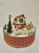 Vintage SEARS Christmas Cardboard Putz Church House Music Box Jingle Bells Japan picture