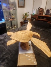 Large Wooden Hand Carved Sea Turtle (Unfinished) picture