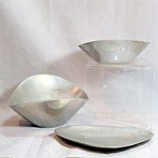 Lot Of 3 Mid Century Nambe Alloy Metal Tri Corner Bowl  Medium # 564 # 567 # 579 picture